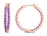 1.60 Carat (ctw) Amethyst In and Out Hoop Earrings in 10K Rose Pink Gold